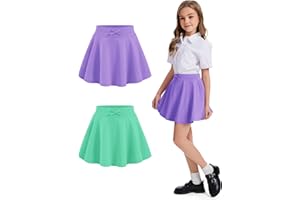 BOOPH 2 Pack Girls Skirts Athletic Uniform Skirts Toddlers Pleated Skorts with Pockets