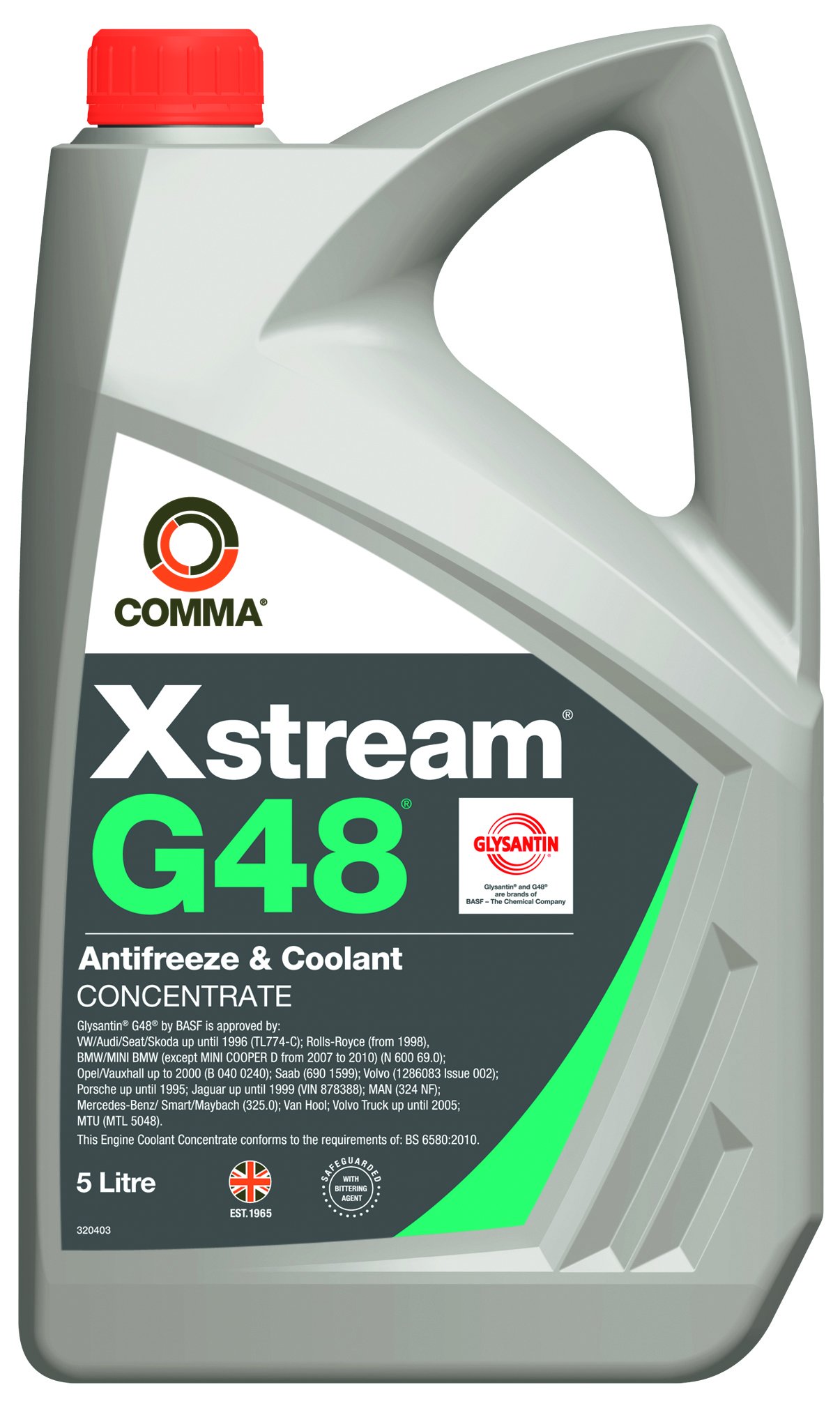 Comma XSG5L Xstream G48 Antifreeze and Coolant Concentrate, 5 Liter, Blue/Green