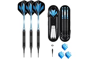 sanfeng Darts Plastic Tip Set - 18g 21g Colorful Rainbow Soft Tip Darts 50 Anti-Loose O-Rings 6 Shaft (Aluminum/Nylon 45mm) 6 Durable Flights Extra 50 Soft Tips Electronic Dartboard