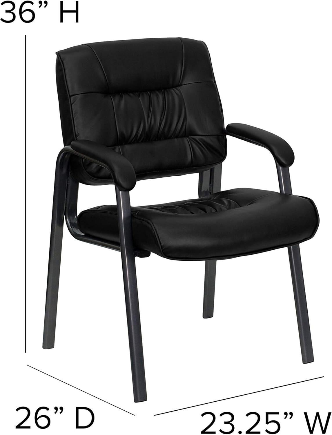 Flash Furniture Side Chair, Black Leather/Black Frame: Furniture & Decor