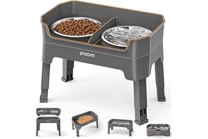 KPWACD 3-in-1 Elevated Dog Bowls Mess Proof Raised Slow Feeder Dog Bowls, 4 Height Adjustable Dog Bowl Stand Licking Plate with 2 56oz Stainless Steel Dog Food Bowls for Small Medium Large Dogs Pets