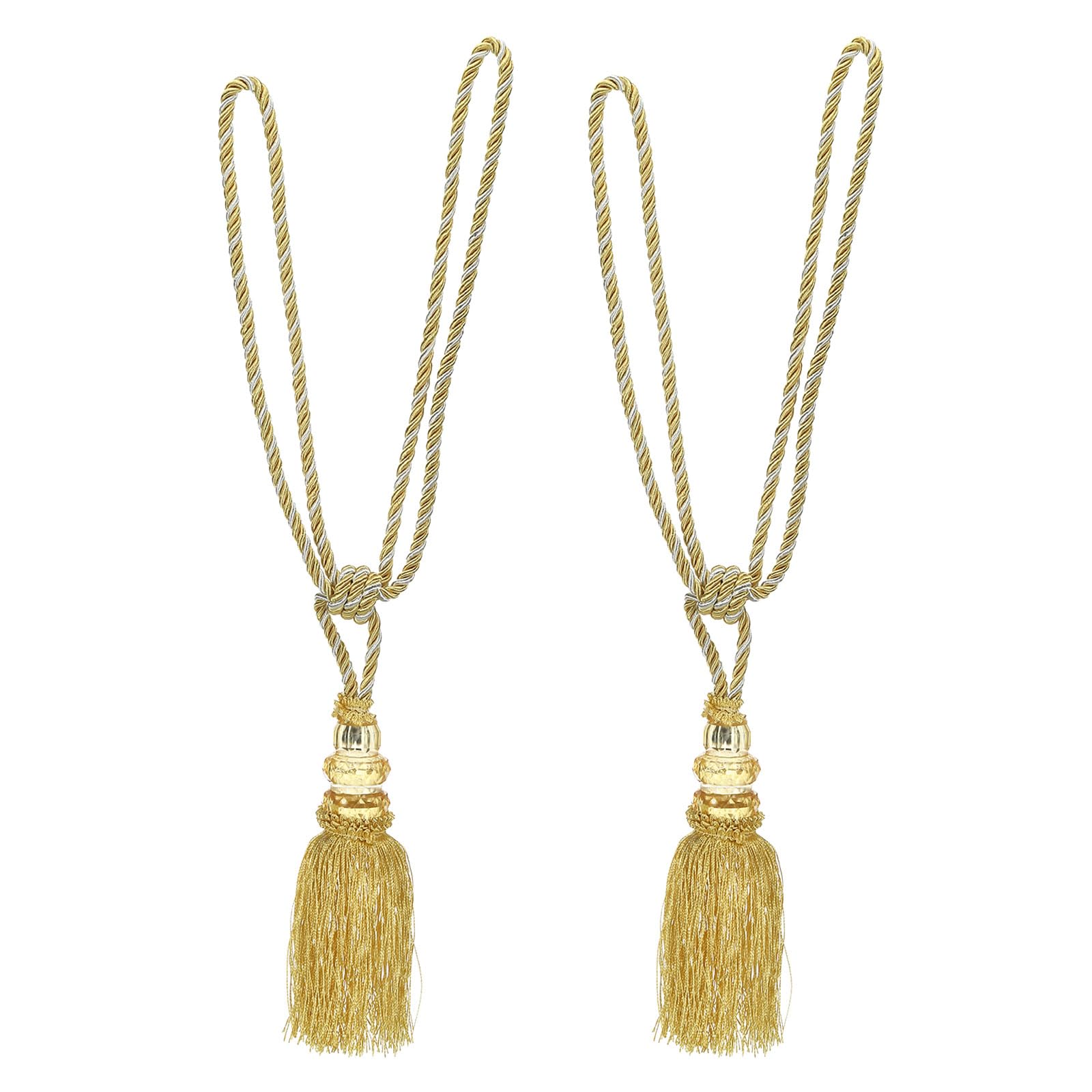 PATIKIL Curtain Tiebacks, 2 Pack Handmade Crystal Curtain Holdbacks Rope with Tassel Home Office Hotel Decorative, Gold Tone