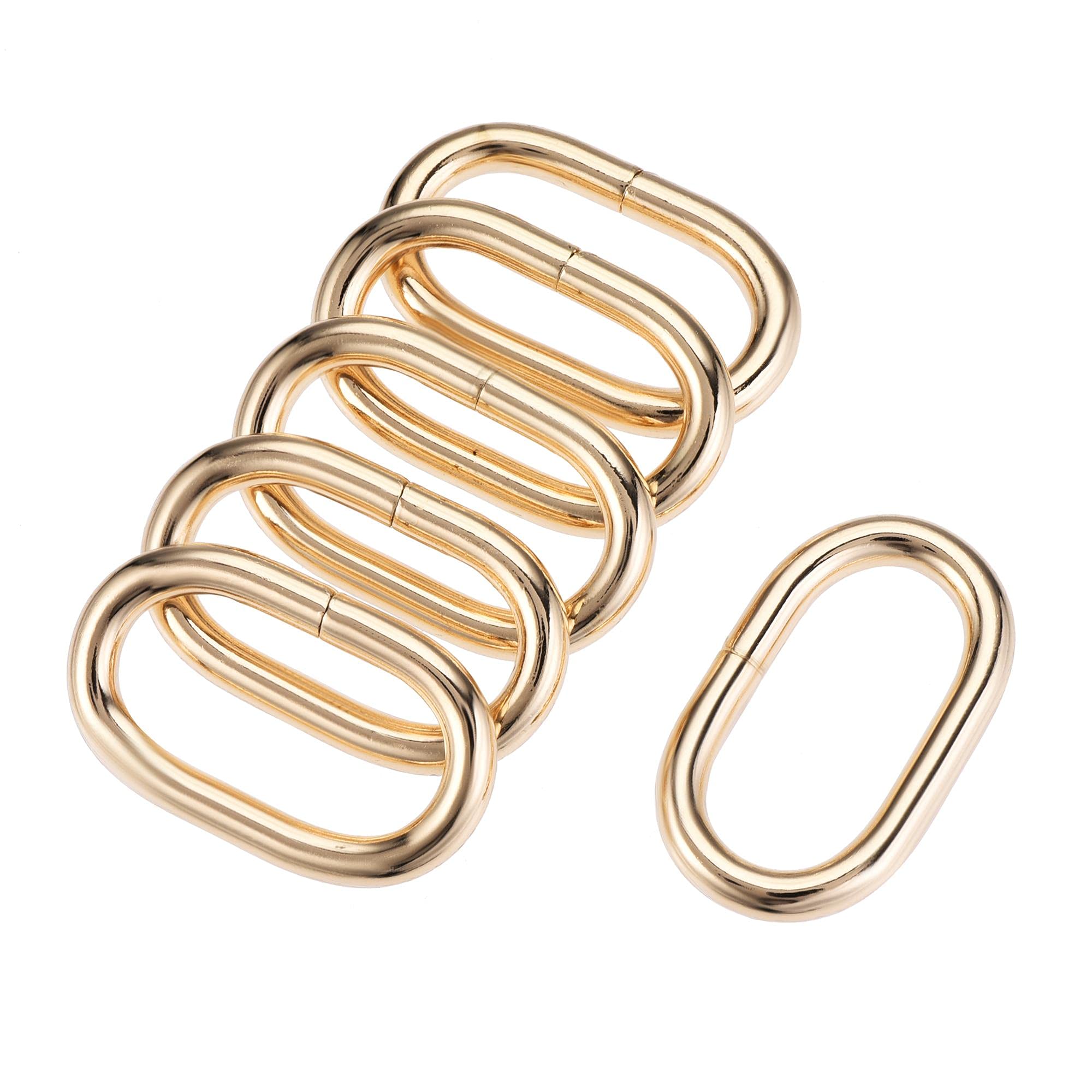 sourcing map Metal Oval Ring Buckles 32x15mm for Bags Belts DIY Gold Tone 6pcs