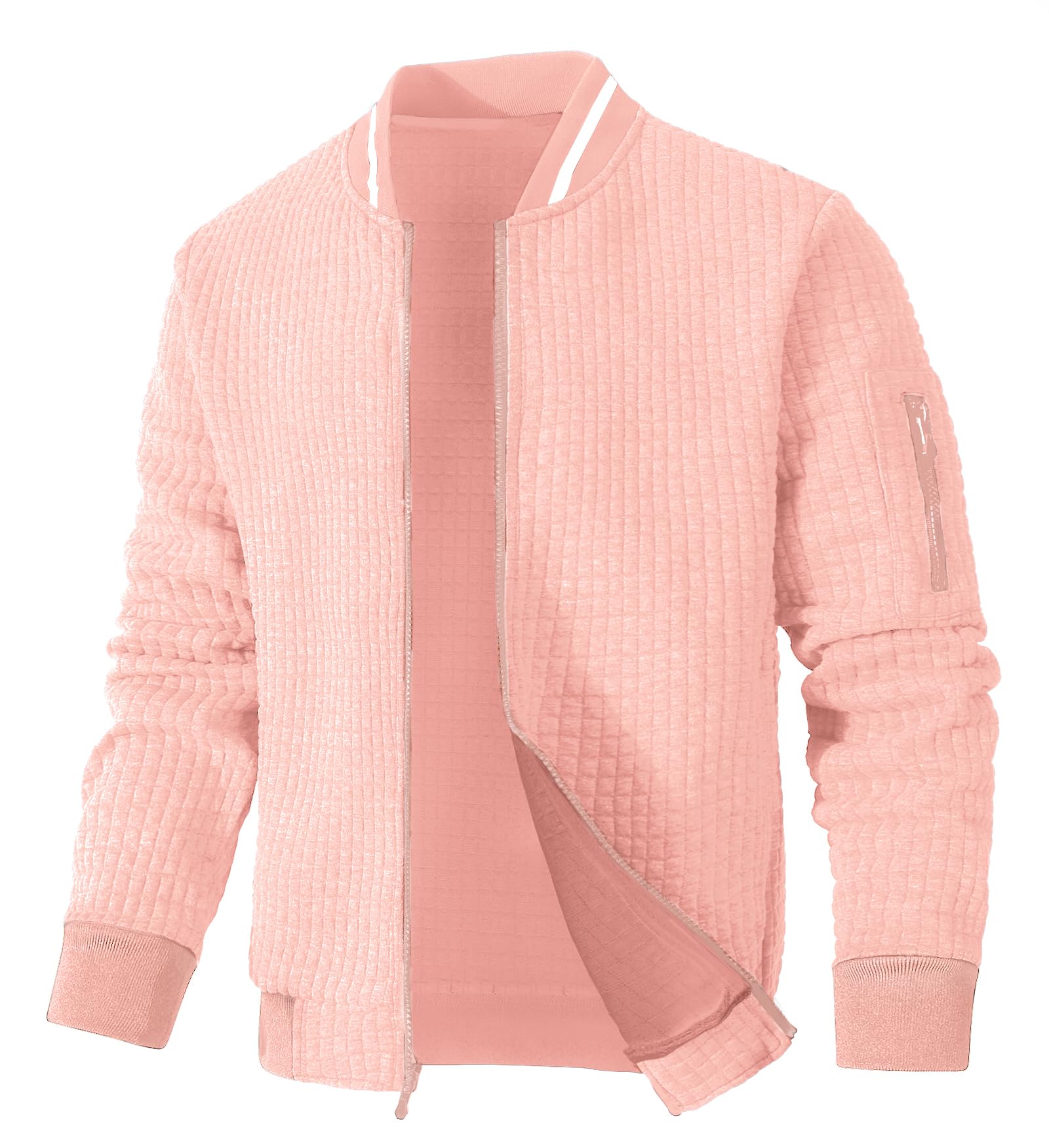 SAVKOOV Mens Lightweight Jacket Casual Bomber Jacket Varsity Coat Image