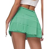 AugIris Women's Tennis Skirts High Waisted Athletic Golf Skorts with Pockets Skirts for Women Casual Workout Built-in Shorts
