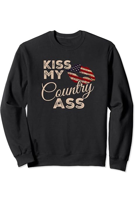 Amazon.com: Kiss My Country Ass, Patriotic Grunge Flag Lips Long 