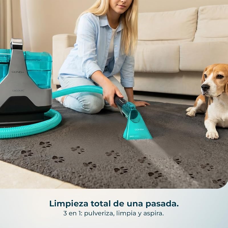 Aspirador de estofos e carpetes com fio Conga 6000 Carpet & Spot Clean XXL Neo. 600W, 15kPa, Spray, Aspirar e Limpar, Tanque de Água Limpa 1300ml, Raio de Ação 7m