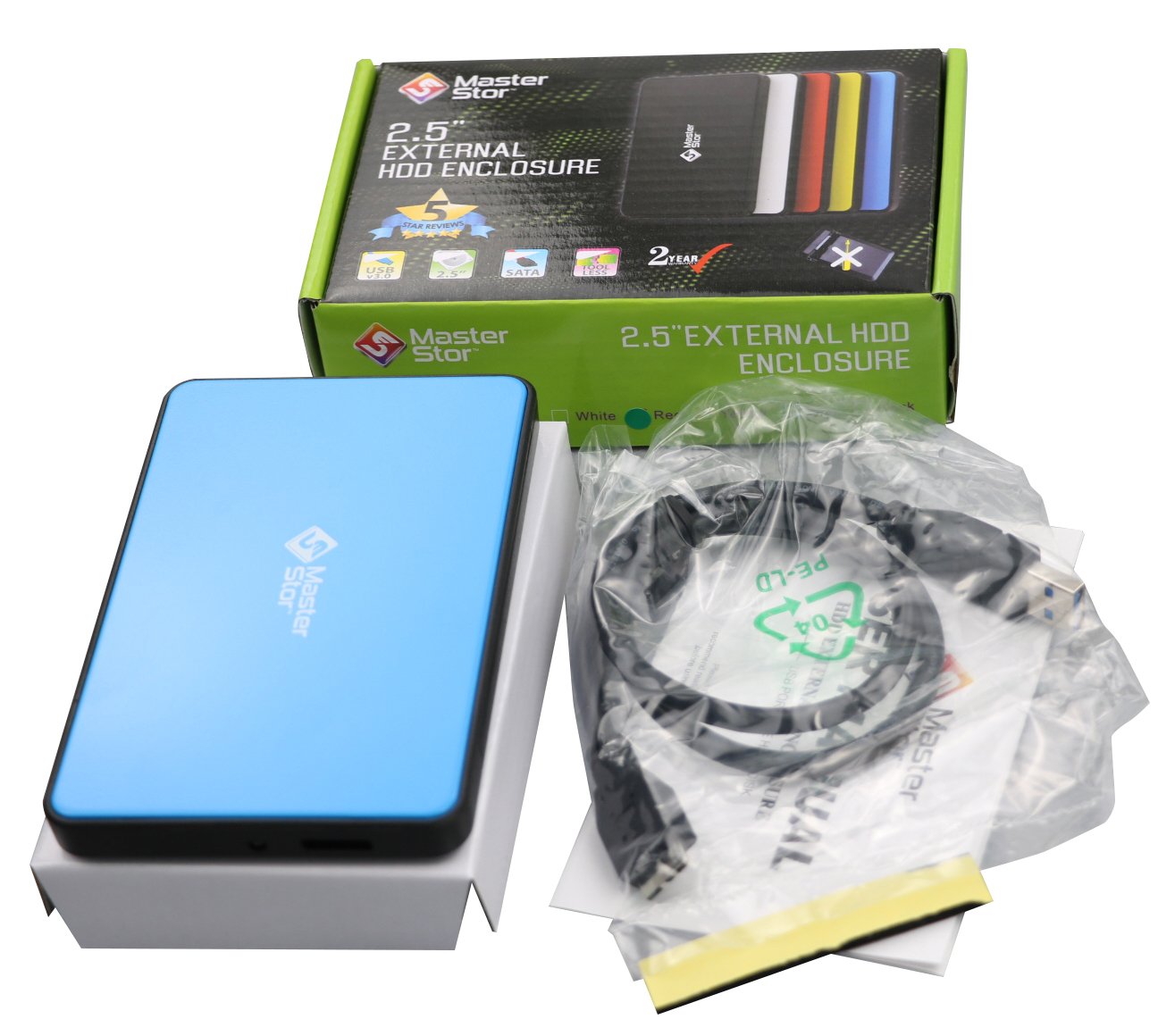 MasterStor Hard Drive 2.5-inch SATA External Hard Drive USB 3.0 Portable External Hard Disk Drive Super-Fast For Mac Laptop And PC Hard Drive Blue 500GB