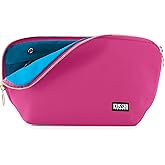 KUSSHI Washable Travel Makeup & Cosmetic Bag - Brush Organizer Sold Separately (Signature, Pink/Teal)