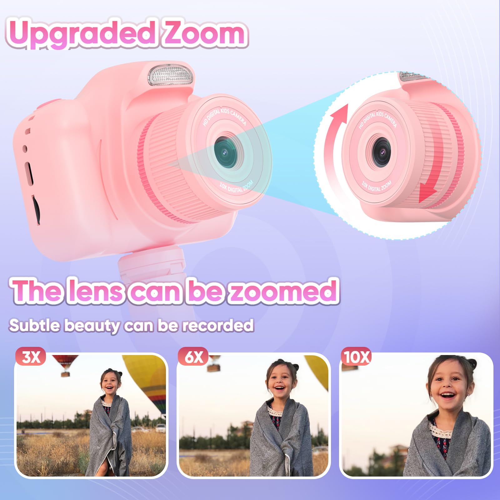 Seckton Kids Selfie Camera for Boys Age 3-9 Navy Blue & Digital Video Cameras with Flash for Kids 3-12, Portable Camera Toy 5 6 7 8 9 10 11 12 Year Old Boys Girls Pink
