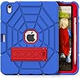 Grifobes Kids Case for iPad 11-inch (A16) 2025 / iPad 10th Generation 2022 10.9 inch, Heavy Duty Shockproof Rugged 11th / 10 Gen Cover with Pencil Holder & Stand for Boy Children (Blue+Red)