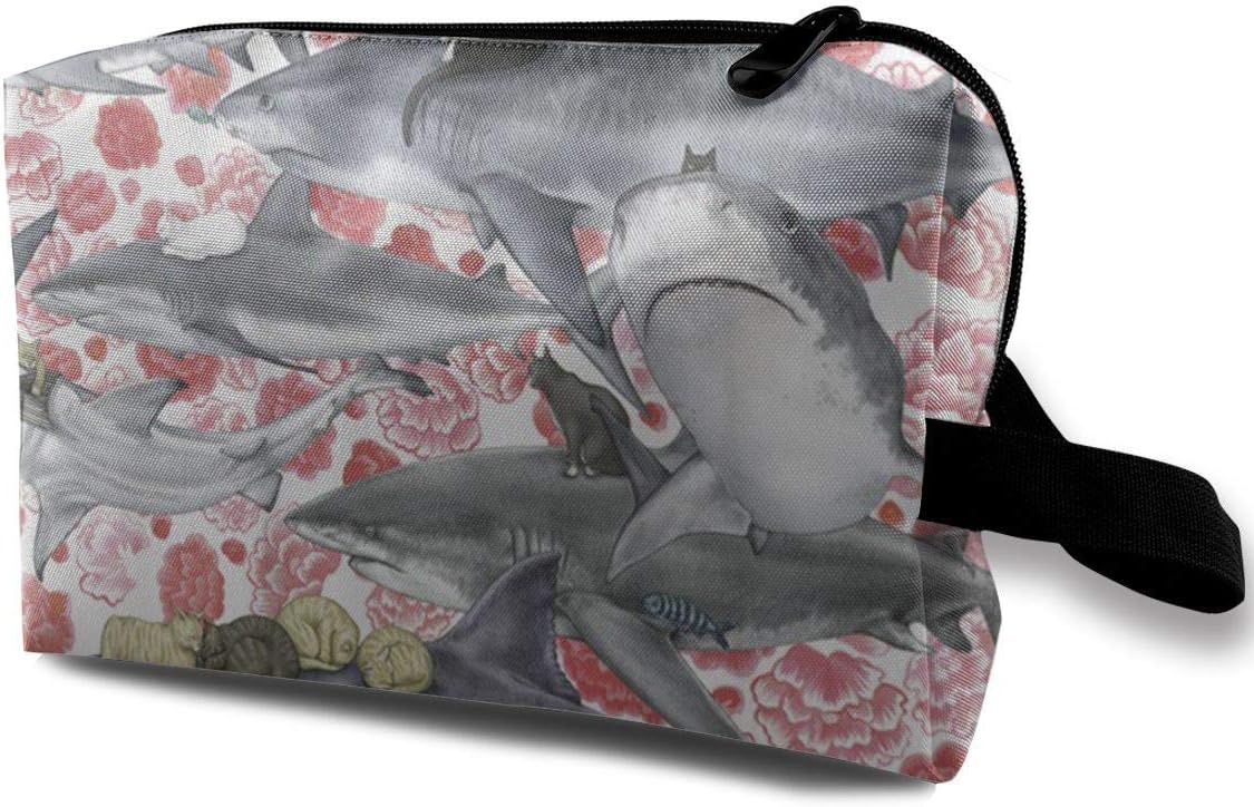 Travel Hanging Cosmetic Bags Sharks Cats Multi-Functional Toiletry Makeup Organizer Coin Purses