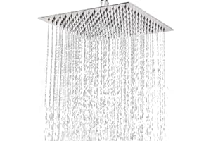 Rain Shower Head 12 inch, 304 Stainless Steel Large High Pressure Square Rainfall Showerhead for Bathroom, Easy to Install, A