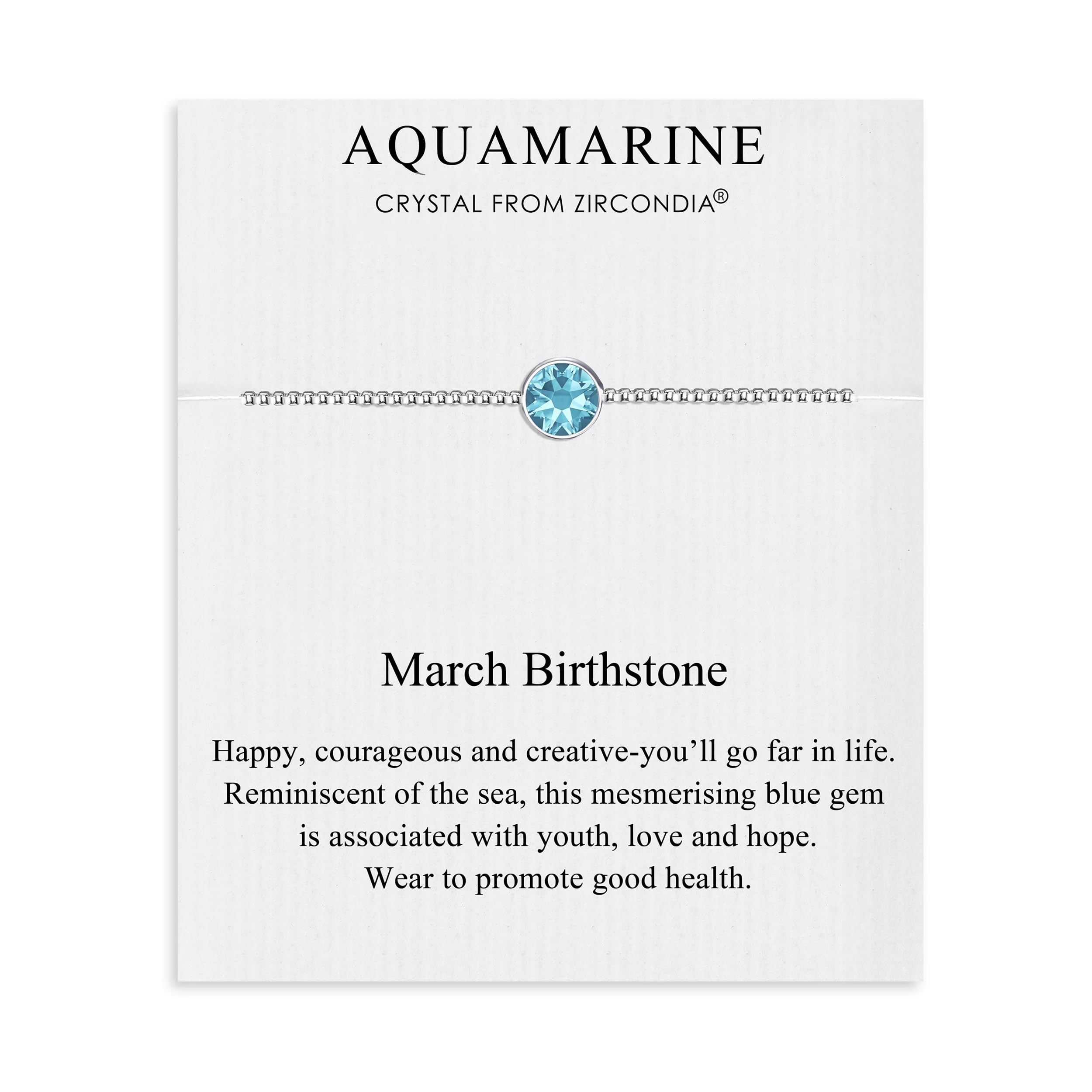 Philip Jones March (Aquamarine) Birthstone Bracelet Created with Zircondia® Crystals
