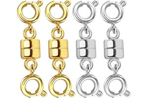 Dailyacc Magnetic Necklace Clasps and Closures, Double Open Bracelet Extender for Jewelry Converters Clasp (14k Gold, Silver)