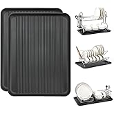 Dish Drying Rack Tray for Kitchen Counter, 2 Pack Dish Rack Drain Board Large Plastic Dish Drying Tray for Bowls Plates Utensils Coffee Cups Household Kitchen Sink Use (Tray Only)