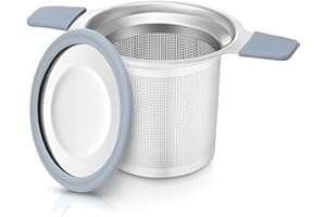 GoodCups Stainless Steel Tea Infuser for Loose Leaf Tea – Extra Fine Mesh Strainer with Heat Proof Double Handles & Lid, Reusable Filter Fits Mugs, Cups & Teapots