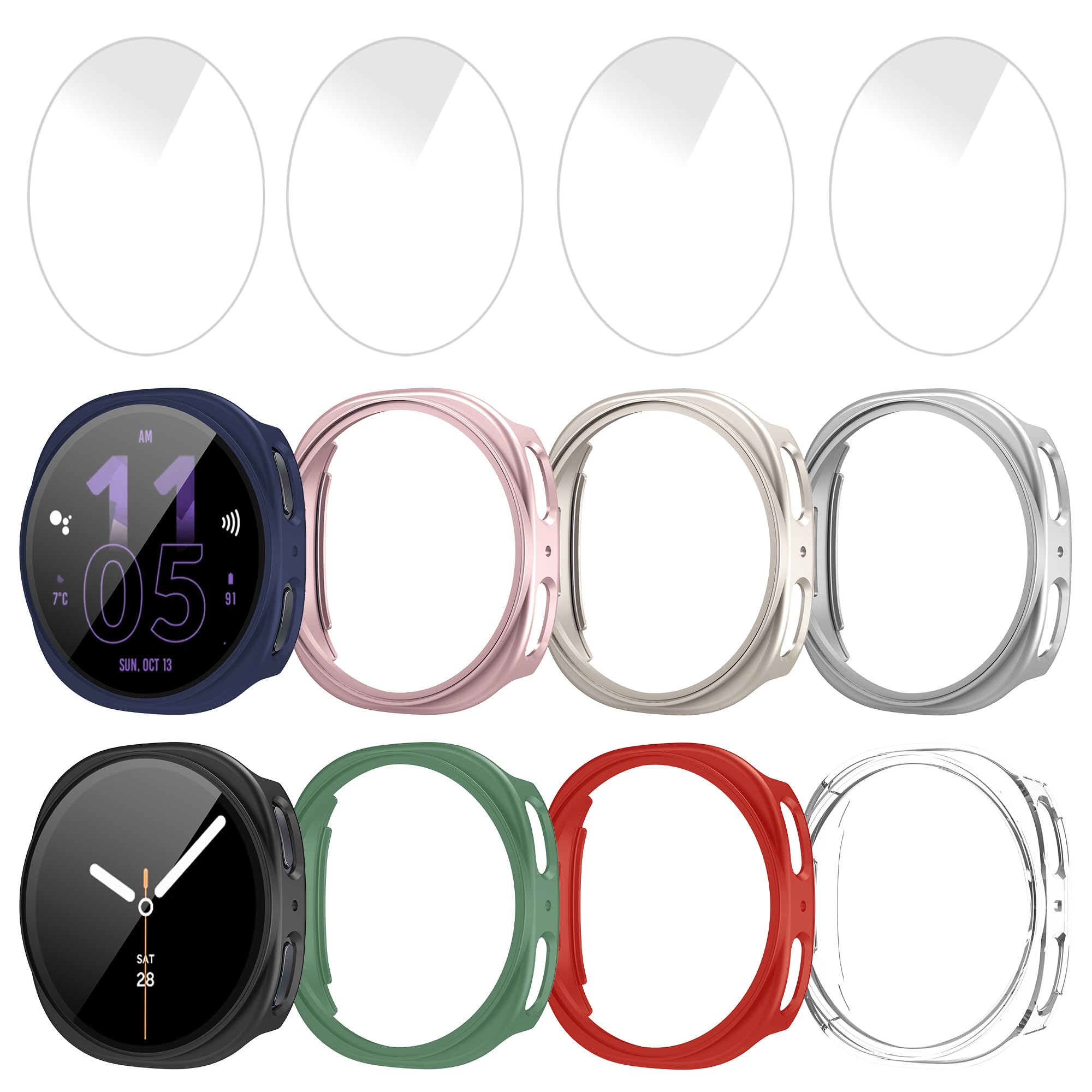 Photo 1 of Tiorecime 8+4 Pack Case for Samsung Galaxy Watch 8 40mm with Tempered Glass Screen Protector, Waterproof Anti-Fog Screen Protector Shockproof Hard PC Cover Compatible with Galaxy Watch 8 40mm