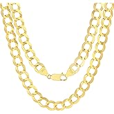 Nuragold 10k Real Yellow Gold Solid Cuban Curb Link 10mm Chain Necklace (20"-30") Italian Jewelry for Men