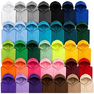 EVERYDAY TEES Value Pack Men's Hooded Sweatshirts – Bulk Mixed Colors – No Color Choice (Pack of 12 Hoodies) Small to 5XL