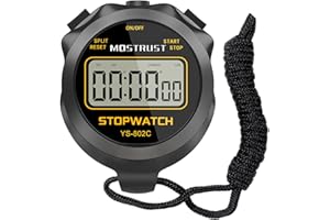 MOSTRUST Digital Simple Stopwatch, Single Lap Basic Stopwatch, No Bells, No Clock, No Alarm, Silent, ON/Off with Lanyard for 