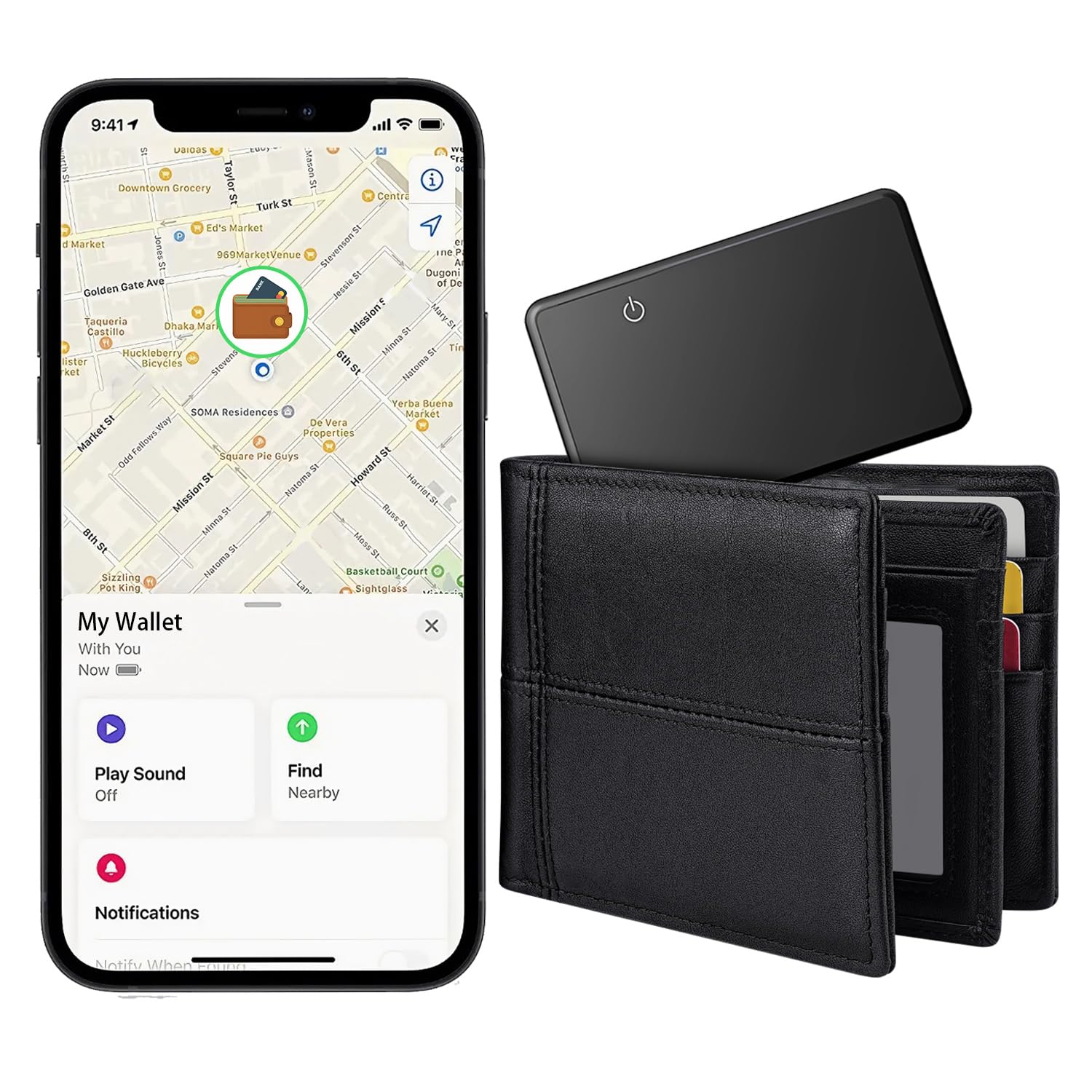 Photo 1 of GPS Wallet Tracker Card?GPS Vehicle Tracker - Rechargeable & Slim Design, Works with Apple Find My (iOS Only) - Perfect for Luggage Tags, Passports & Phones - IP68 Waterproof Item Finder