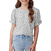 blibean Tween Girls 2024 Boho Floral Puff Sleeve Shirt Size 6-15 Years