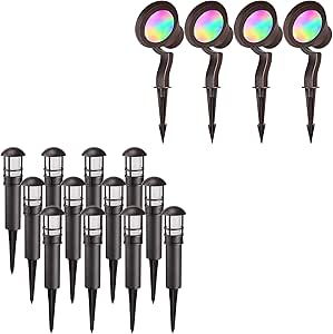 LEONLITE LED Landscape Light Bundle RGBW LED Landscape Spot Light, 12