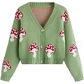 COZYEASE Girls' Cardigan Sweater Long Sleeve V Neck Button Down Cute Knit Cardigan Fall Preppy Clothes