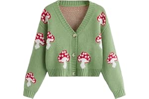 COZYEASE Girls' Cardigan Sweater Long Sleeve V Neck Button Down Cute Knit Cardigan Fall Preppy Clothes