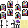 Chiisong 24 Sets Religious Cross Crafts Religious Tissue Paper Craft Kit DIY Christian Crafts Kit Resurrection Church Craft Ornaments Jesus Sunday School Craft