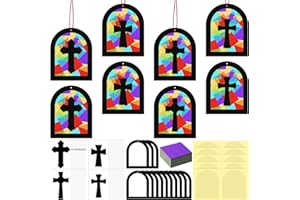 Chiisong 24 Sets Religious Cross Crafts Religious Tissue Paper Craft Kit DIY Christian Crafts Kit Resurrection Church Craft Ornaments Jesus Sunday School Craft