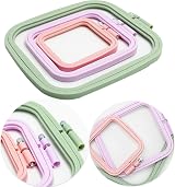 LAMXD 3 Pcs Embroidery Hoop Set Rectangular Square Plastic 3 Sizes Gold Eye view 3
