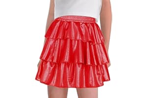 iLover Girls Ruffle Sparkle Skirt Shiny Dance Scooter Skirt Tutu Skirt 4-12 Years