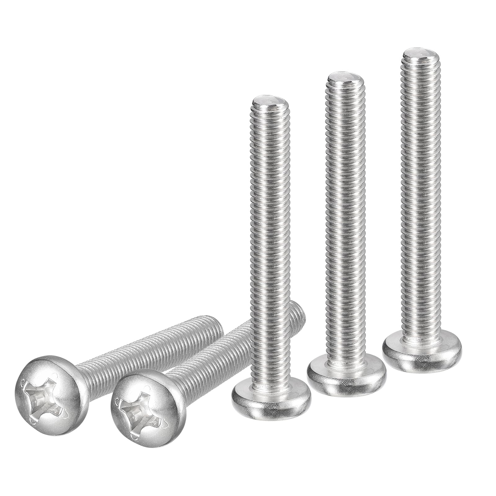 DTGN M8x60mm Pan Head Machine Screws, 25Pcs 304 Stainless Steel, Phillips Drive, Metric Coarse Full Thread, Bright Finish, Screws Bolts Kit — image 1