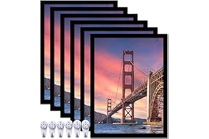 ijuerybai 6 Sets 8x11 Picture Frame, Frames for 8 x 11 Canvas Collage Photo Poster Certificate Wall Gallery, High Transparent Horizontal Vertical Black 8 by 11 Inches