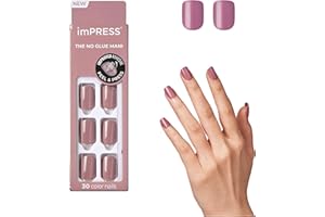 KISS imPRESS No Glue Mani Press On Nails, , 'Petal Pink', Pink, Short Size, Squoval Shape, Includes 30 Nails, Prep Pad, Instructions Sheet, 1 Manicure Stick, 1 Mini File