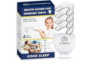 Filterops Professional Kids Mouth Guard for Grinding Teeth, 4 Pack Moldable Night Guards for Clenching Teeth, Comfortable Dental Guard, Stops Bruxism, Tmj, Teeth Whitening Tray & Sports