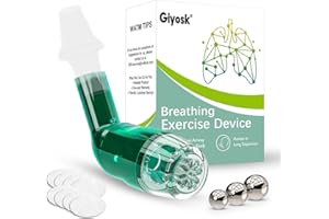 Giyosk Breathing Exercise Device for Lungs, Lung Expansion and Mucus Relief Device, Portable Expiratory Breathing Exerciser with A Set of Accessories, Breathing Trainer for Lung Cleanse(Green)