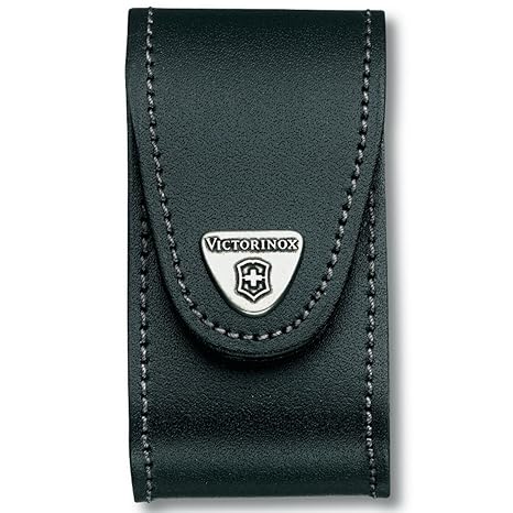 Victorinox Leder-Etui für Taschenmesser (Gürtelschlaufe, Klettverschluss, Schwarz, 3cm x 10cm)