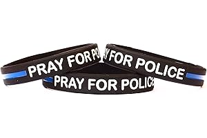 SAYITBANDS 10 Pray for Police Thin Blue Line Silicone Wristbands