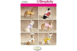 Simplicity Small to Medium Dog Clothes and Jackets Sewing Pattern, Sizes XXS to M,White. Tan