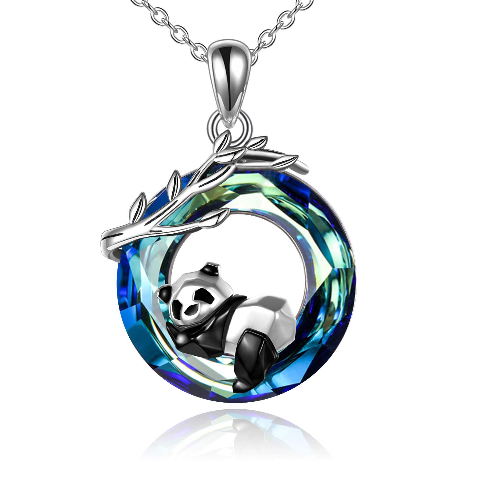 YAFEINI Panda Necklace 925 Sterling Silver Origami Panda Necklace Panda Crystal Pendant Jewelry for Women Gifts — image 1