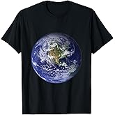 Earth Planet, Flat, Earth North America Globe Space Clouds T-Shirt
