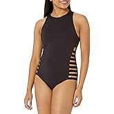 Seafolly Womens High Neck One Piece Swimsuit with Multi Strap Sides