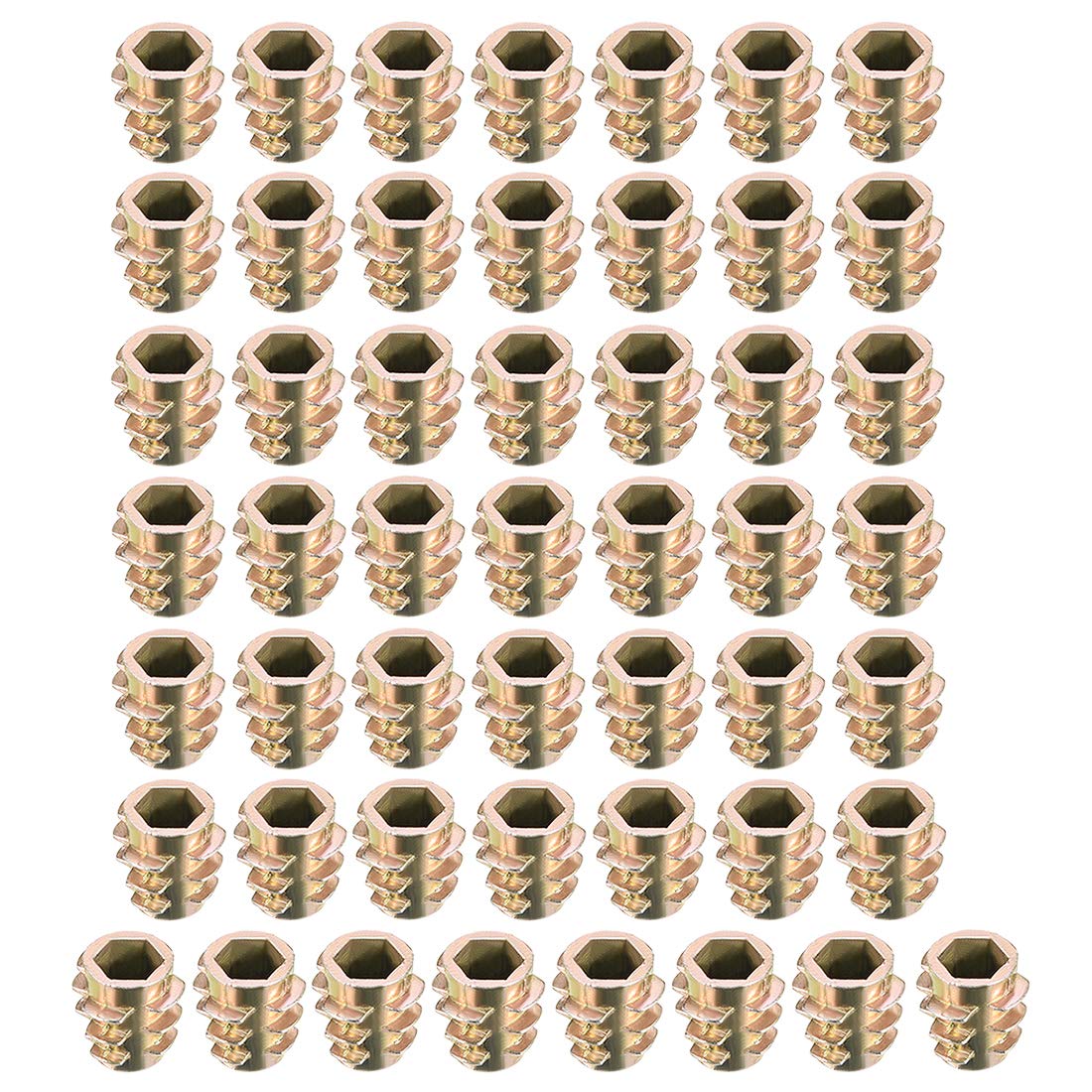 sourcing map Furniture Threaded Insert Nuts Zinc Alloy Hex-Flush M5 Internal Threads 10mm Length 50pcs