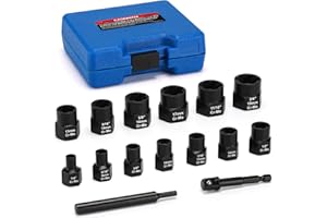 CASOMAN 13 Pieces Impact Bolt & Nut Remover Set, Nut Extractor and Extractor Twist Socket Set, Remover Tool Set