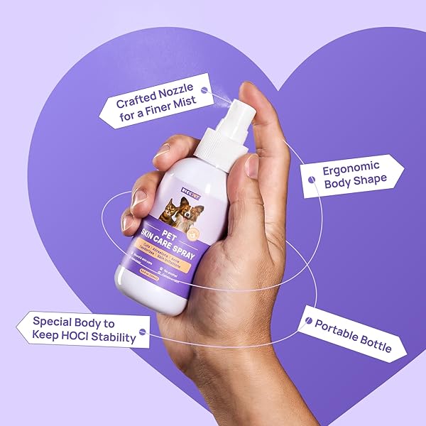 HICC PET HOT SPOT ITCH RELIEF SPRAY FOR DOGS, CATS – PET TREATMENT SPRAY FOR ITCHY, IRRITATED SKIN, ALLERGY, RASHES – LICK SAFE AND PAINLESS WOUND CARE SPRAY FOR ALL ANIMALS (3.4 FL OZ)