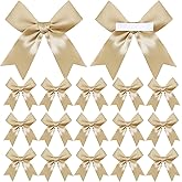 50 Pieces Gift Wrap Bows Premium Satin Ribbon Bows 3.3 Inch Craft Bows for Gift Wrapping DIY Treat Bags Holiday Gifts Bag Party Decorations, Wedding Decor Christmas Birthday Presents (Golden)