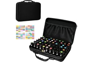 BLIRITEL 60 Bottles EVA Essential Oils Organizer, Hard Shell Essential Oil Storage Carrying Case, Essential Oils Holder Traveling Bag with Foam Insert, Holds 5ml,10ml,15ml Essential Oils (Black)